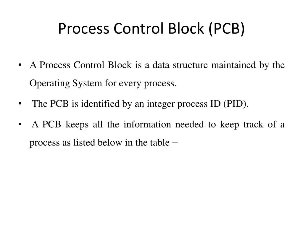 process control block pcb