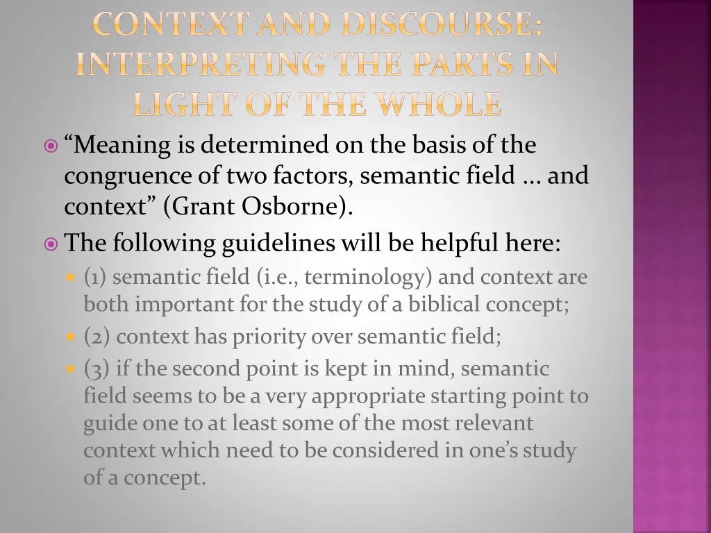 context and discourse interpreting the parts