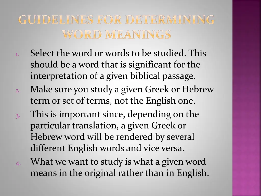guidelines for determining word meanings