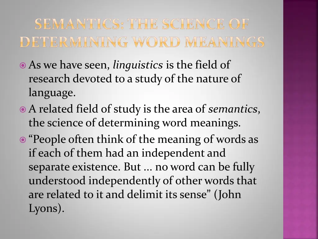 semantics the science of determining word meanings