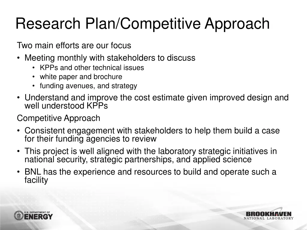 research plan competitive approach