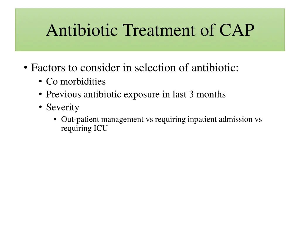antibiotic treatment of cap