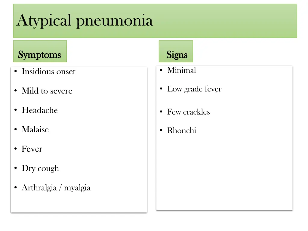 atypical pneumonia