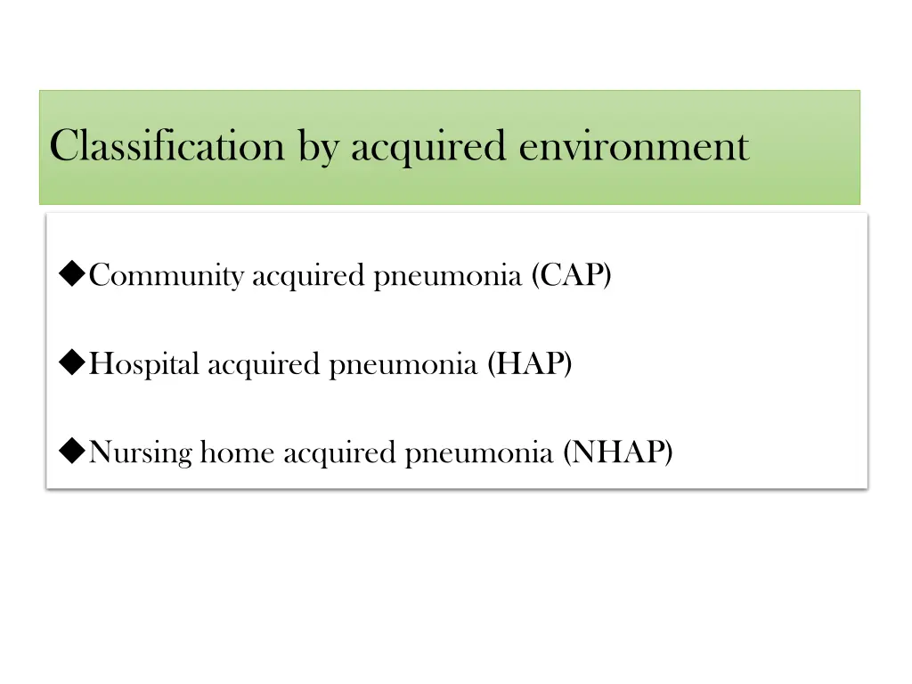 classification by acquired environment