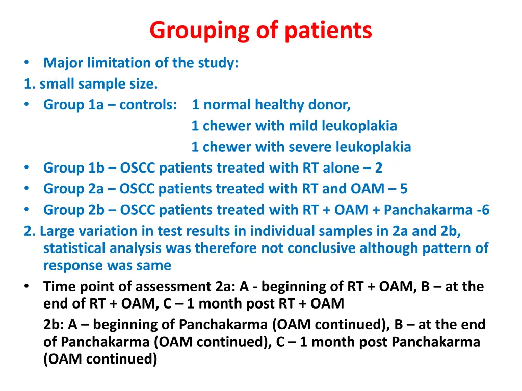 grouping of patients