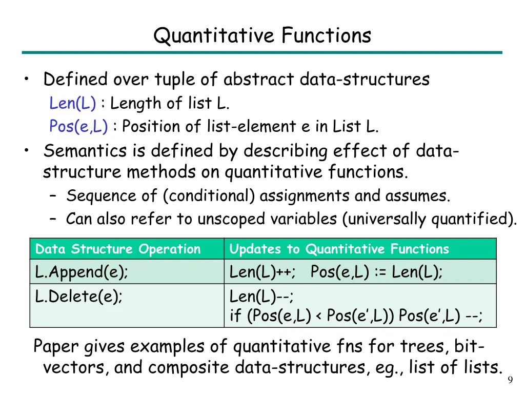 quantitative functions