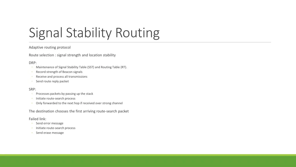 signal stability routing