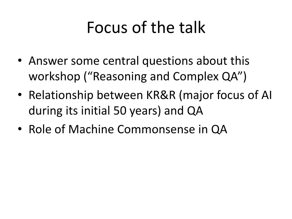 focus of the talk