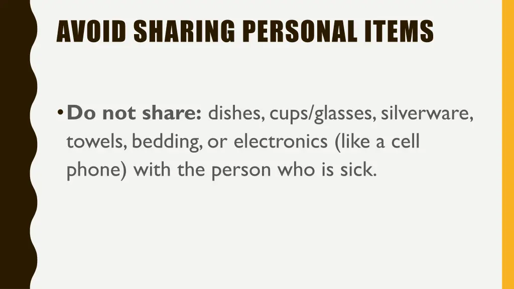 avoid sharing personal items