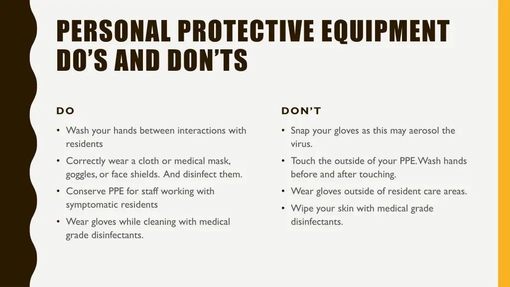 personal protective equipment do s and don ts