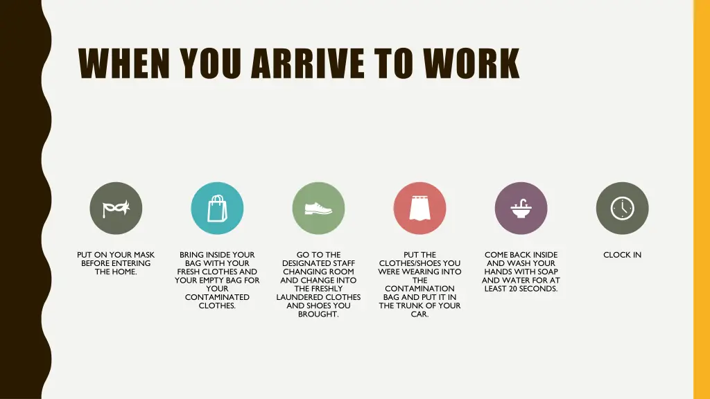 when you arrive to work