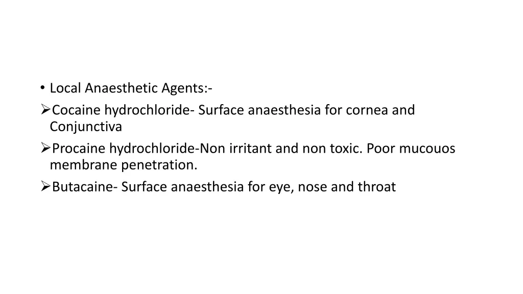 local anaesthetic agents cocaine hydrochloride