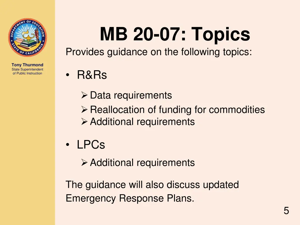 mb 20 07 topics provides guidance