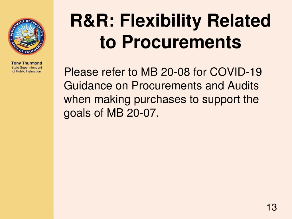 r r flexibility related to procurements