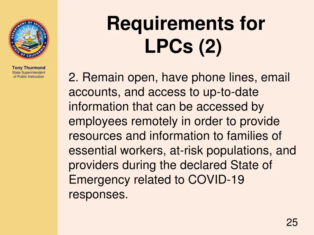 requirements for lpcs 2