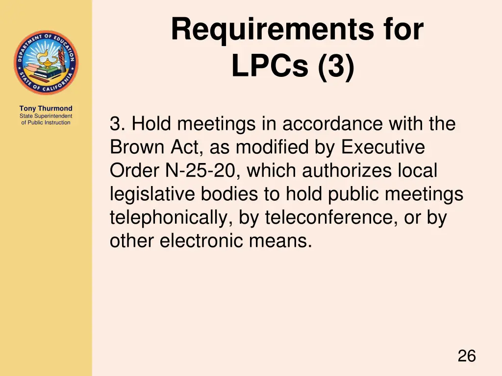 requirements for lpcs 3
