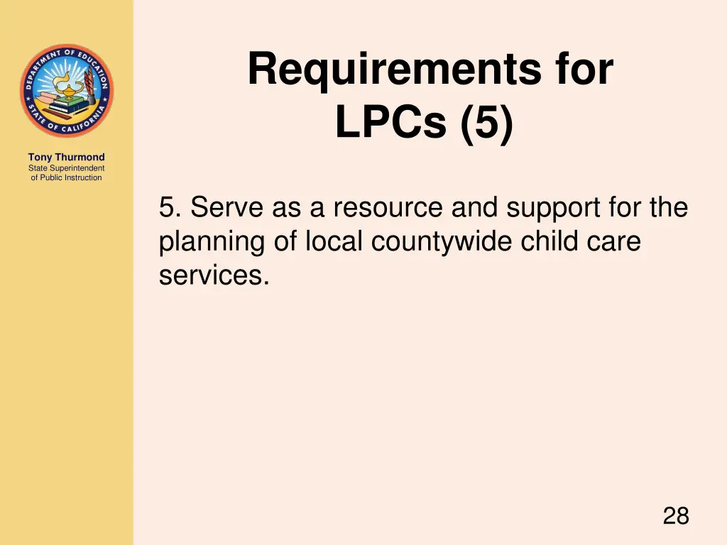 requirements for lpcs 5