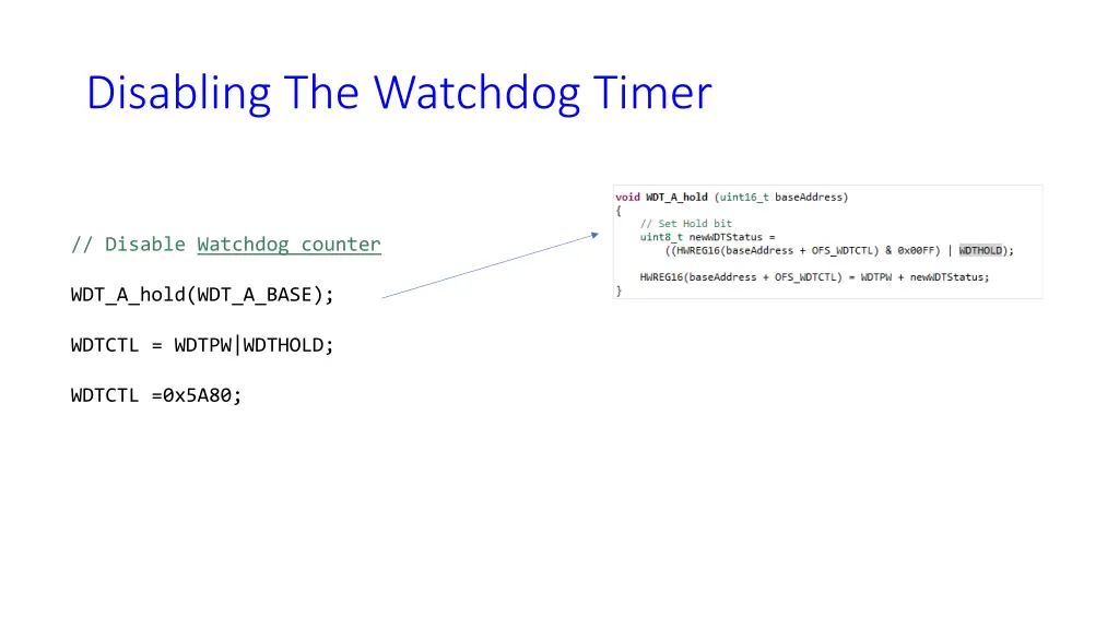 disabling the watchdog timer