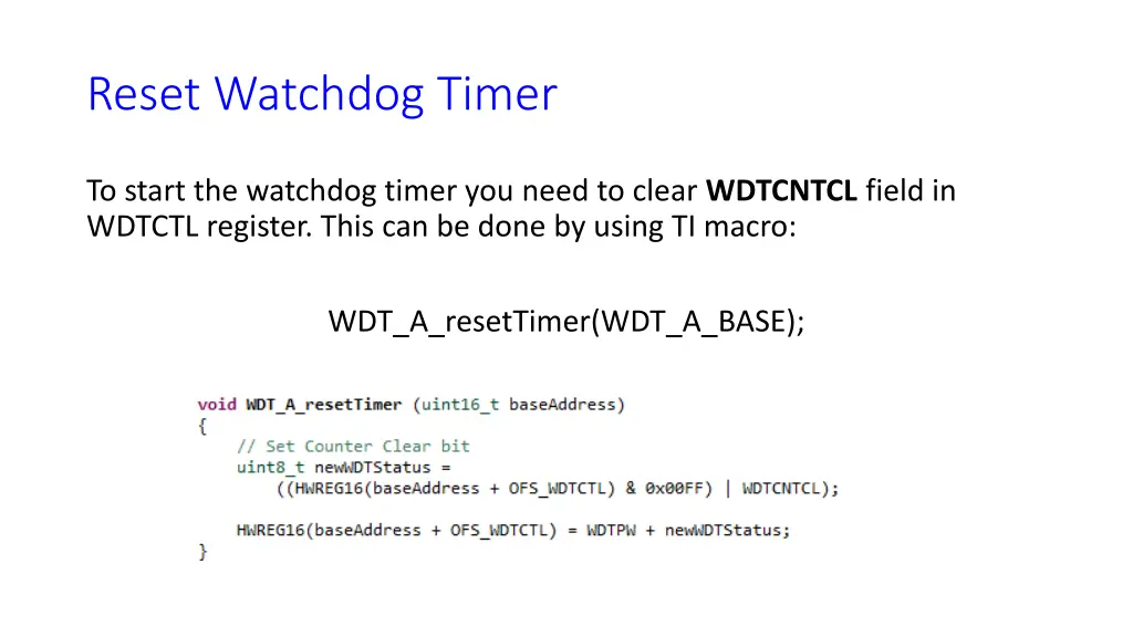 reset watchdog timer