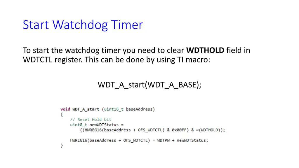 start watchdog timer