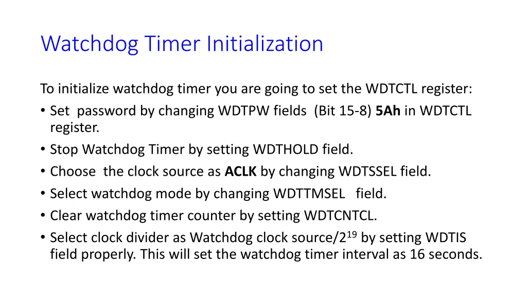 watchdog timer initialization