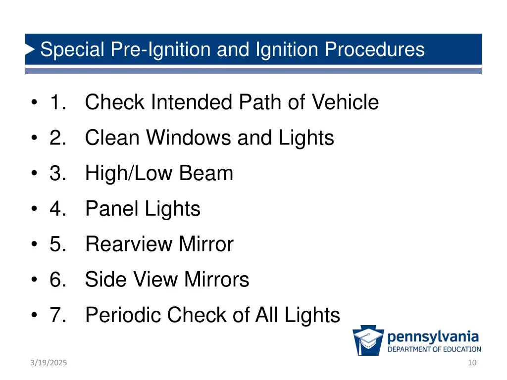 special pre ignition and ignition procedures