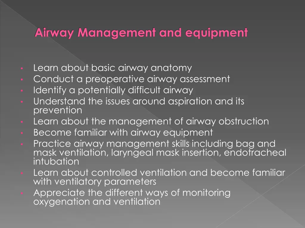 airway management and equipment