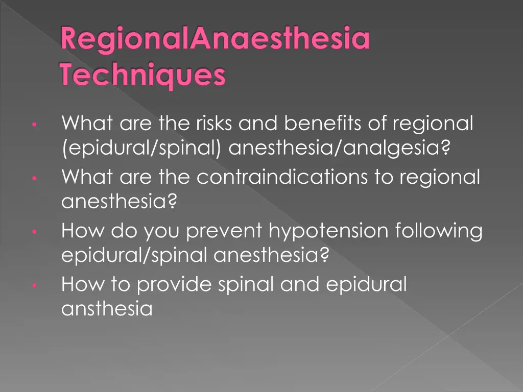 regionalanaesthesia techniques