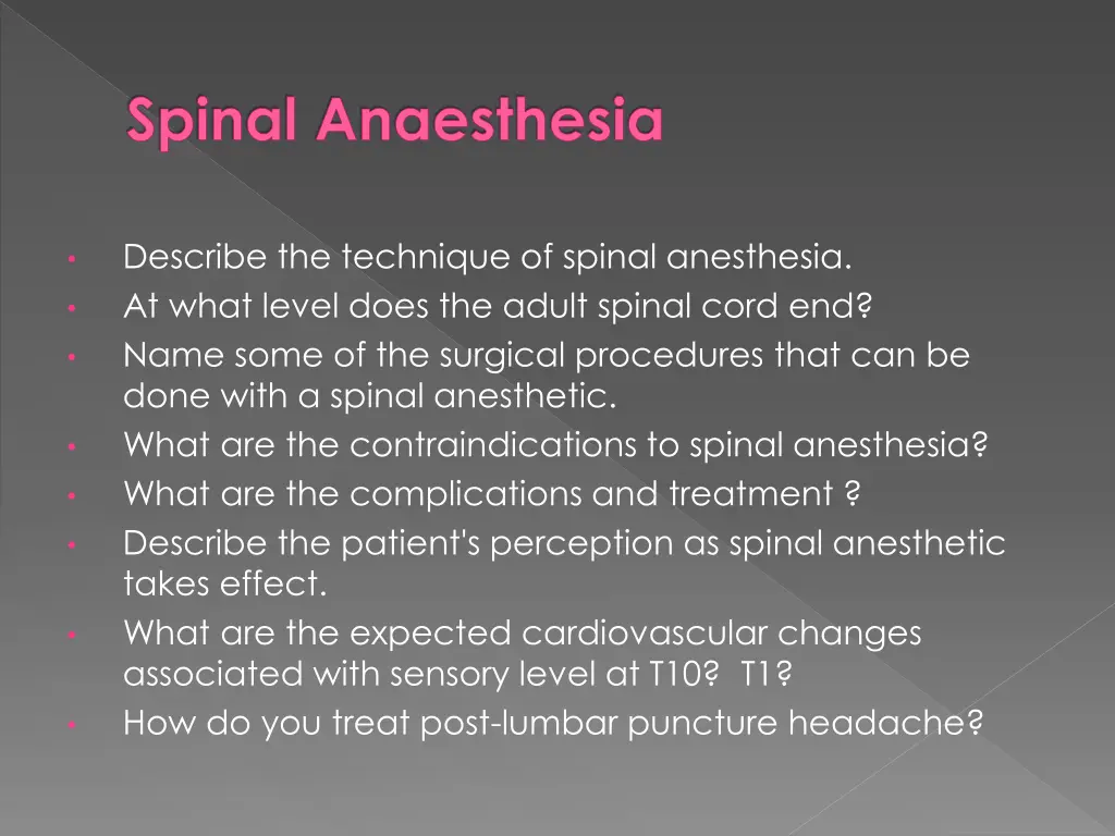 spinal anaesthesia
