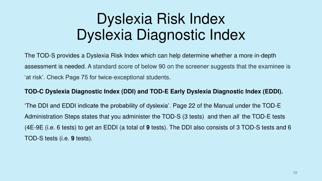 dyslexia risk index dyslexia diagnostic index