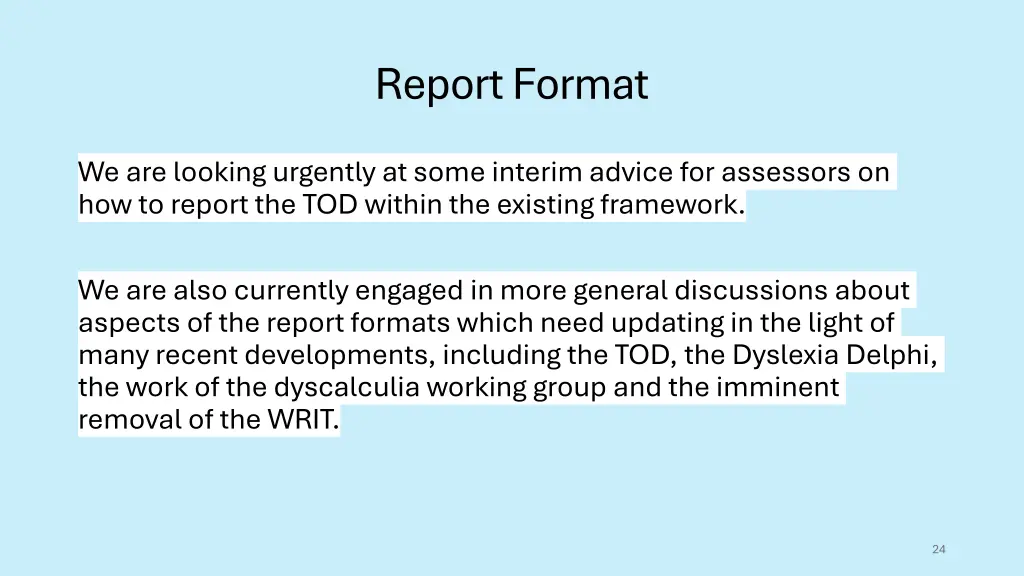 report format