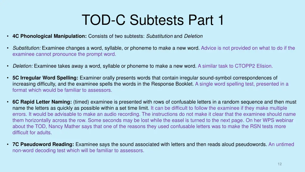 tod c subtests part 1