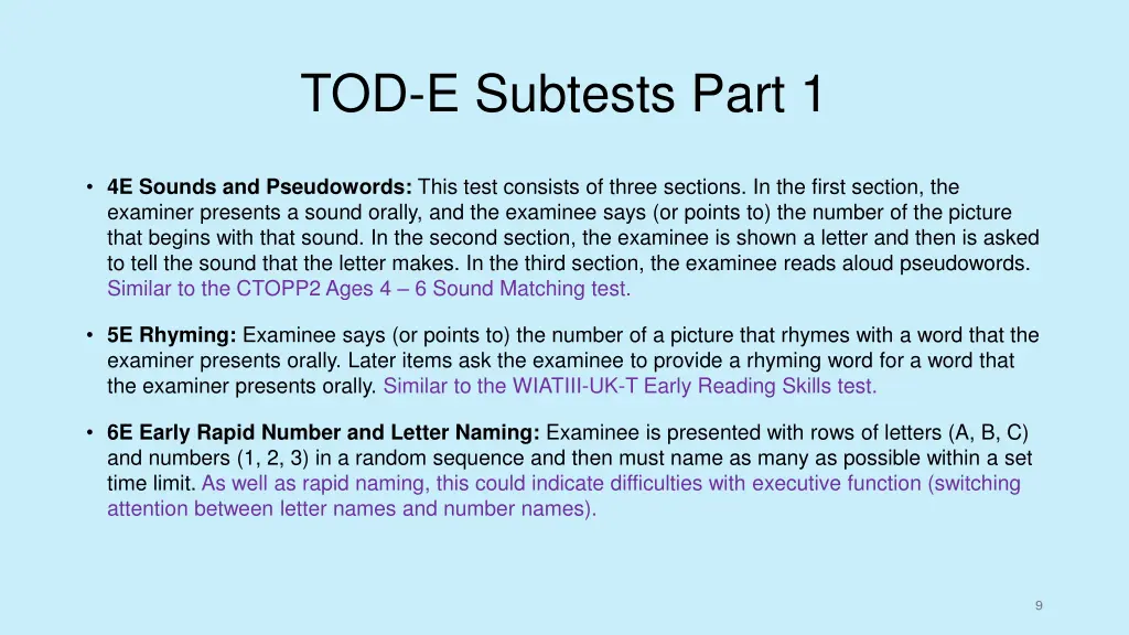 tod e subtests part 1