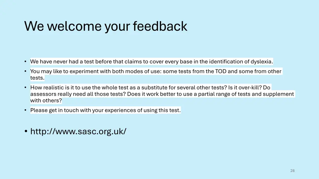 we welcome your feedback