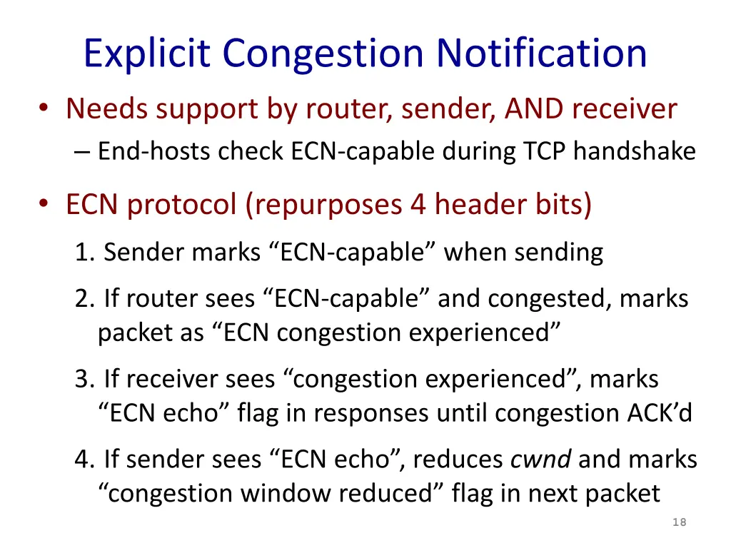 explicit congestion notification needs support