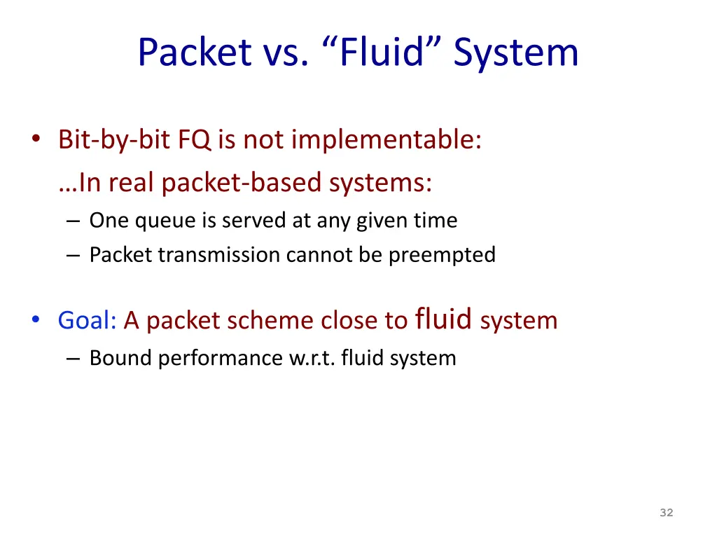 packet vs fluid system