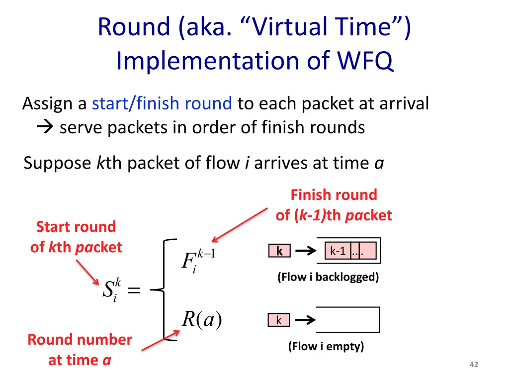 round aka virtual time implementation of wfq 1