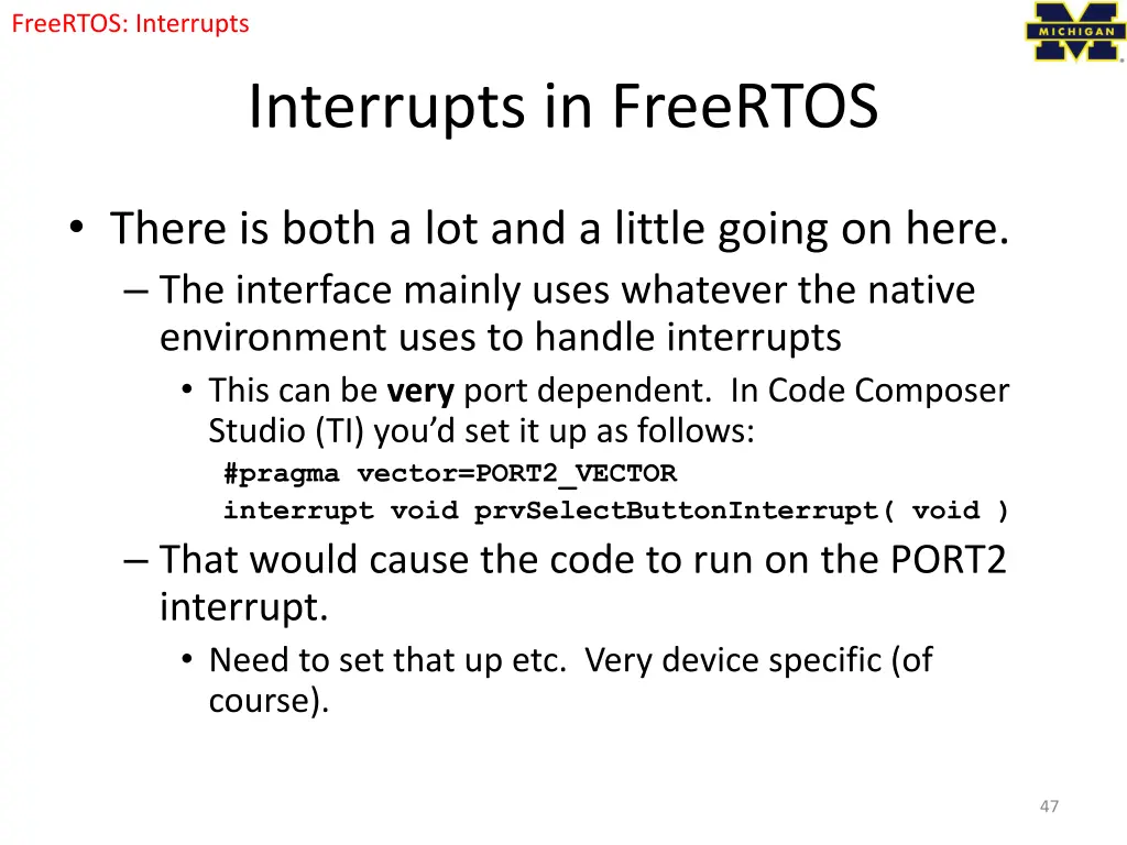 freertos interrupts