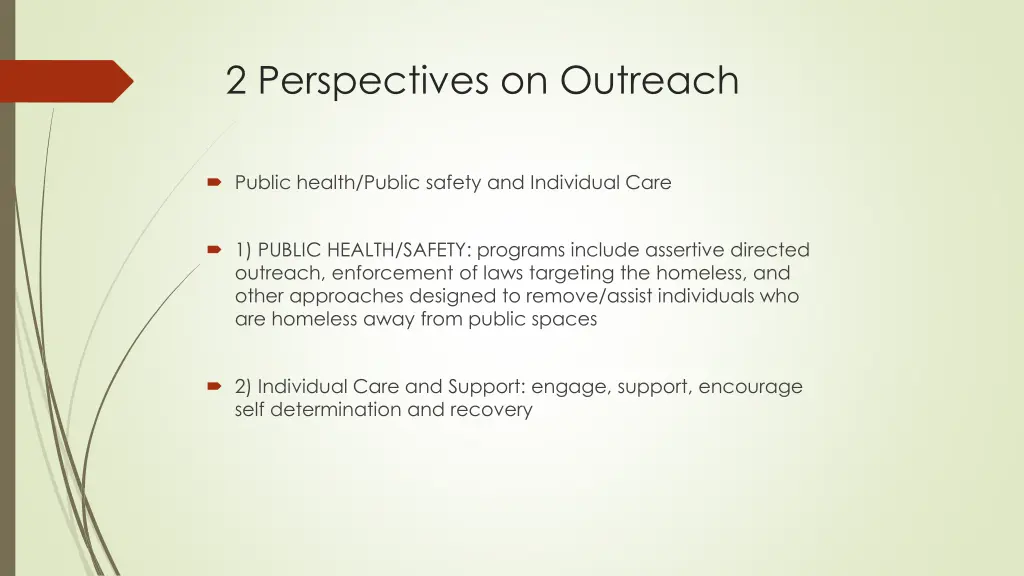 2 perspectives on outreach
