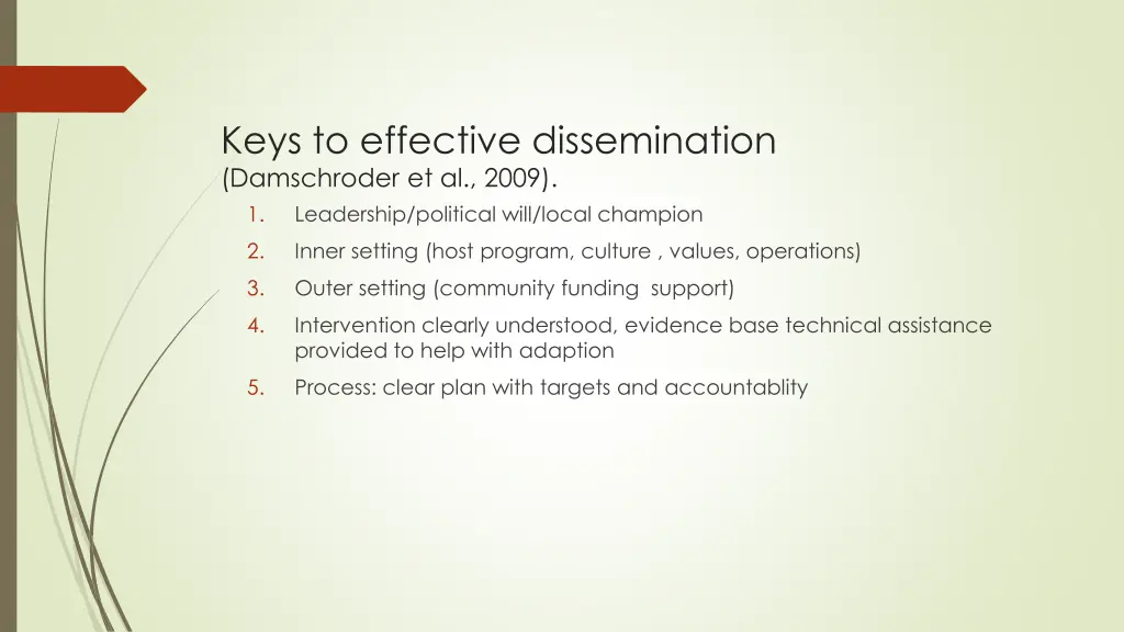 keys to effective dissemination damschroder