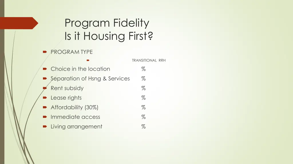 program fidelity is it housing first
