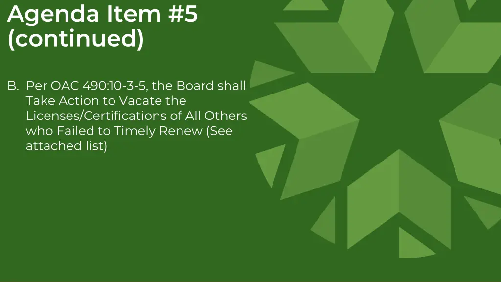 agenda item 5 continued