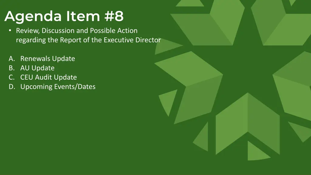 agenda item 8 review discussion and possible