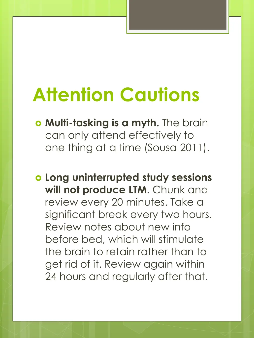 attention cautions