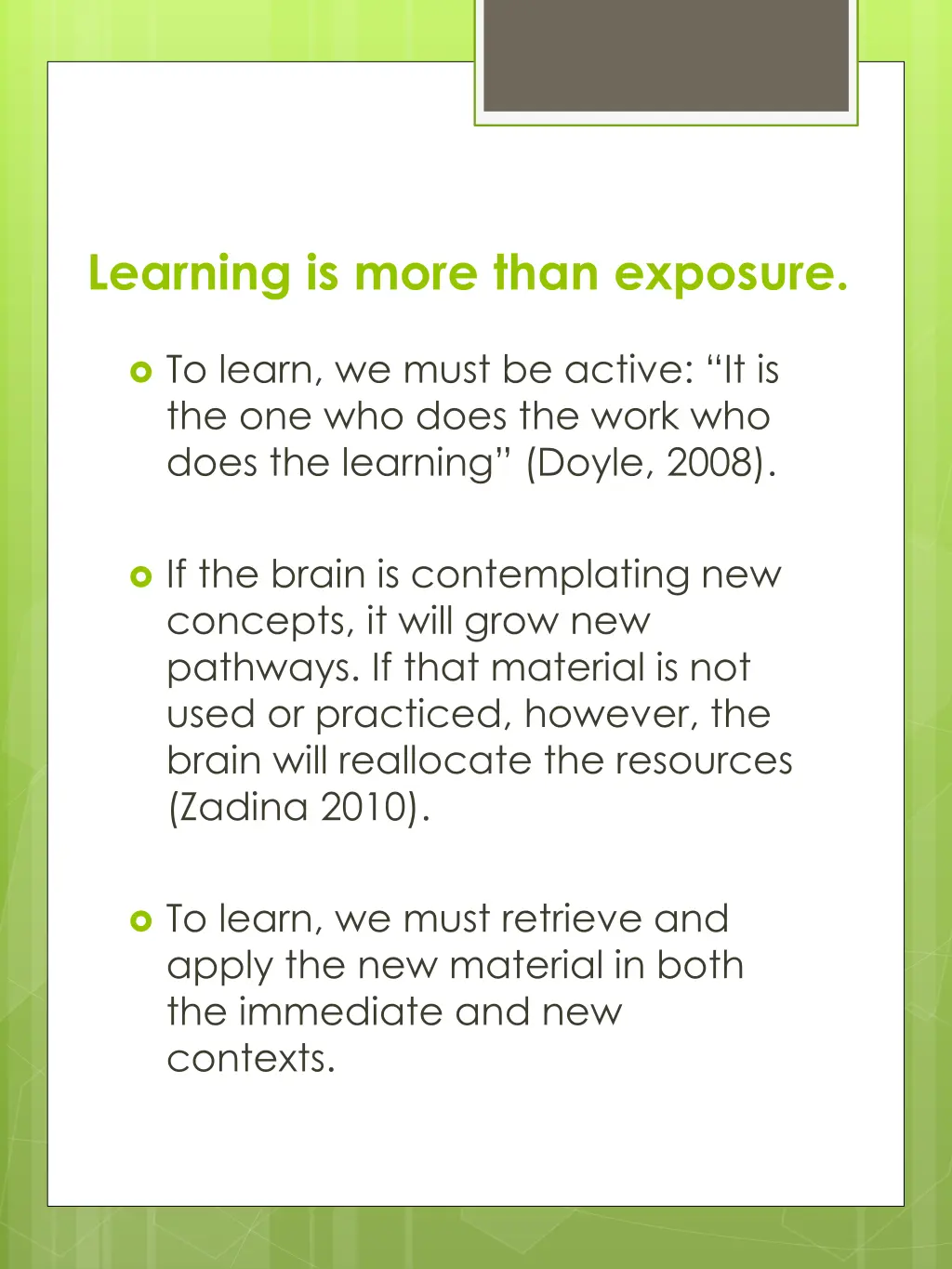 learning is more than exposure