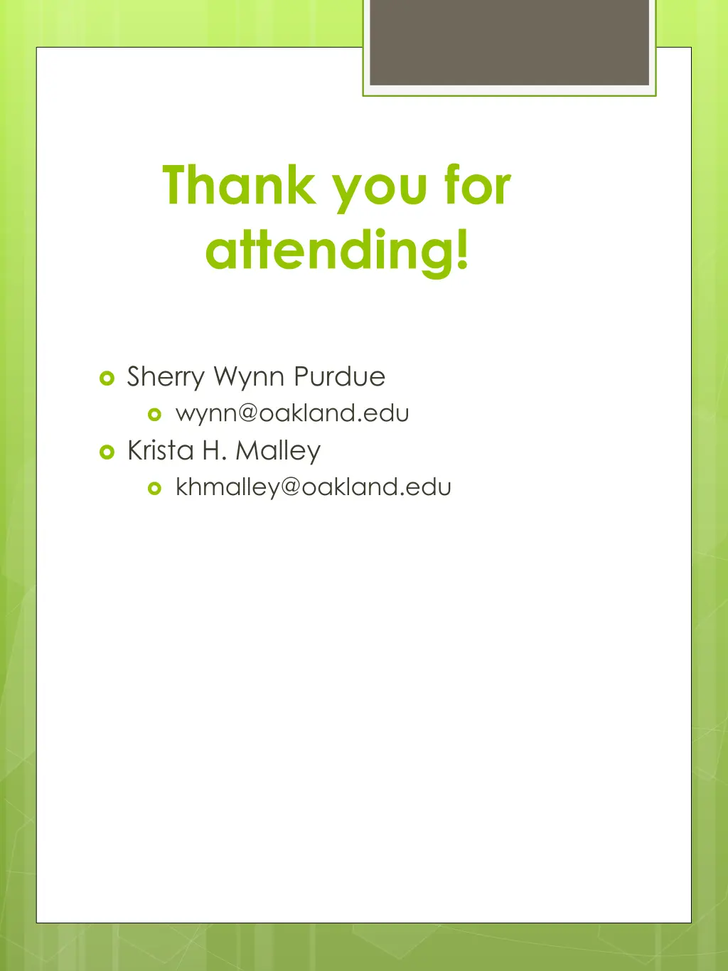 thank you for attending