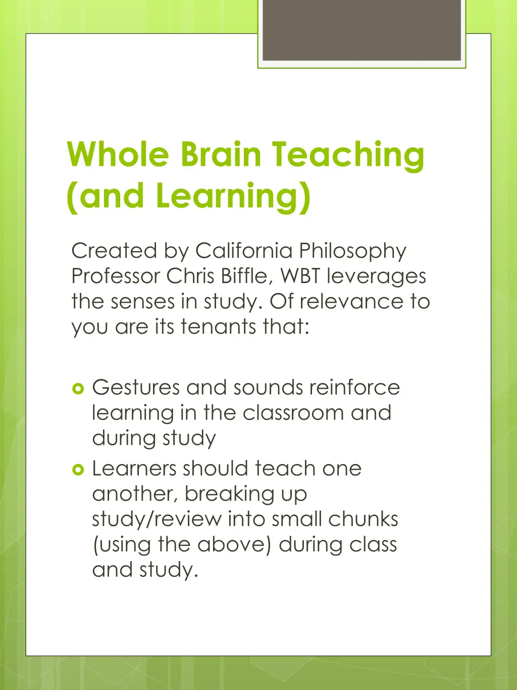 whole brain teaching and learning