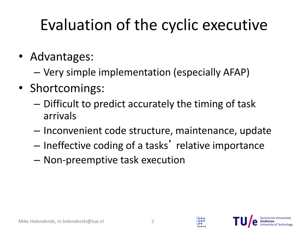 evaluation of the cyclic executive