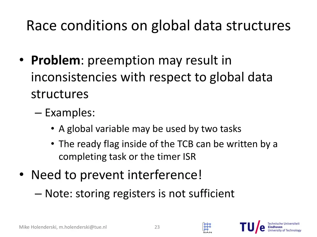 race conditions on global data structures