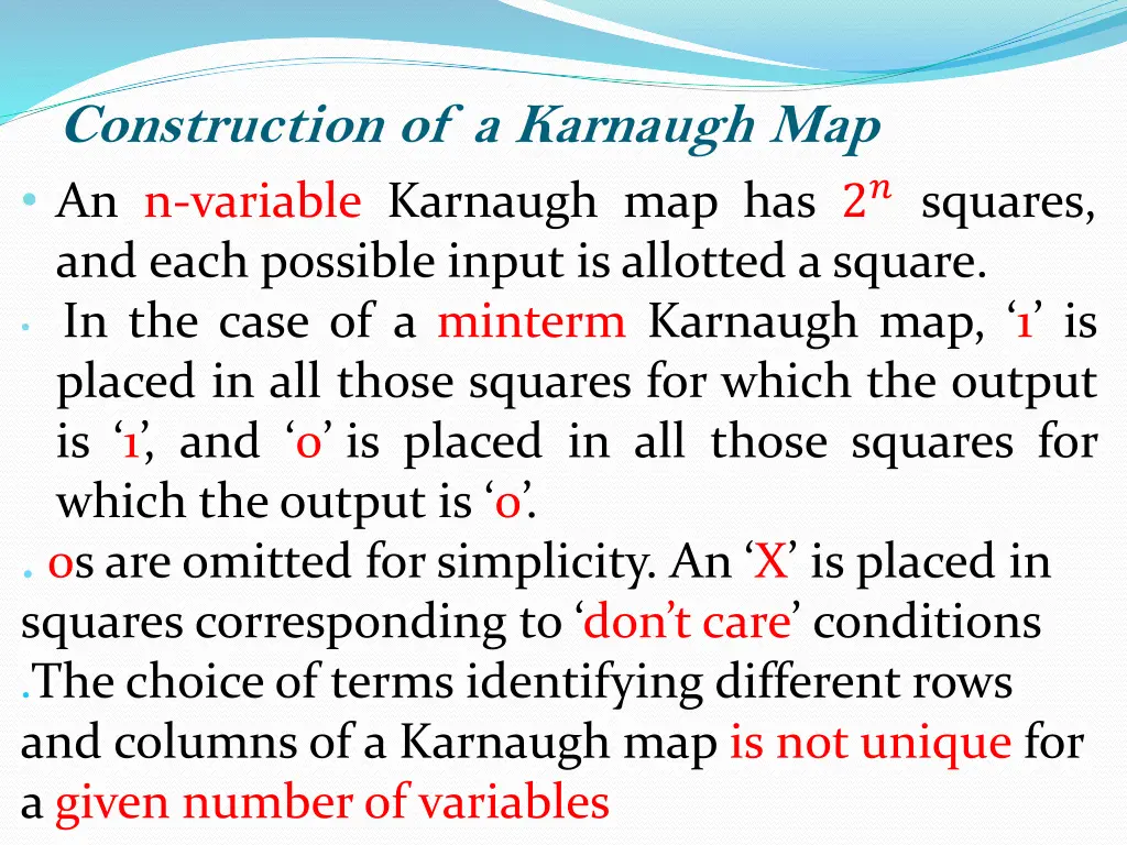 construction of a karnaugh map an n variable